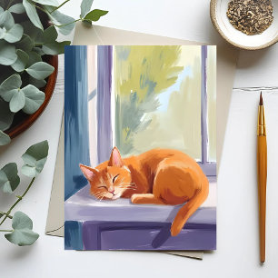Cat Nap   Orange Kitten Watercolor Pet Postcard