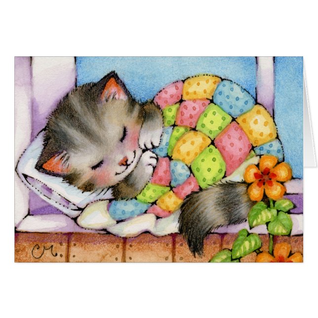 Cat Napping - Cute Kitten Card (Front Horizontal)