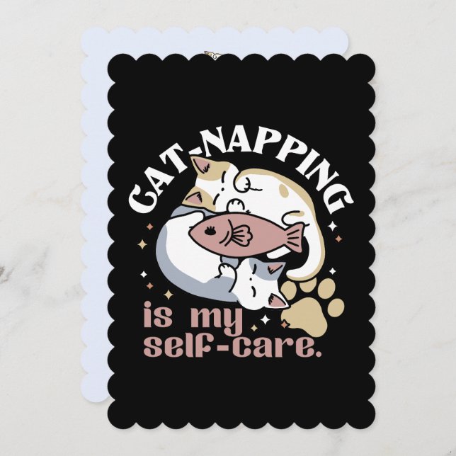 Cat-Napping Is My Self-Care Cute Cat Quote Holiday Card (Front/Back)