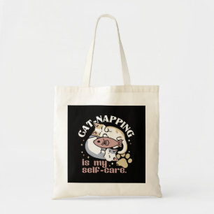 Cat-Napping Is My Self-Care Cute Cat Quote Tote Bag