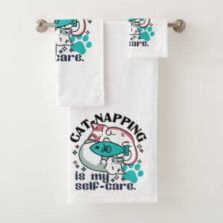Cat-Napping Is My Self-Care: Cute Sleepy Cats Bath Towel Set