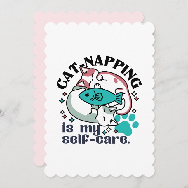 Cat-Napping Is My Self-Care: Cute Sleepy Cats Holiday Card (Front/Back)