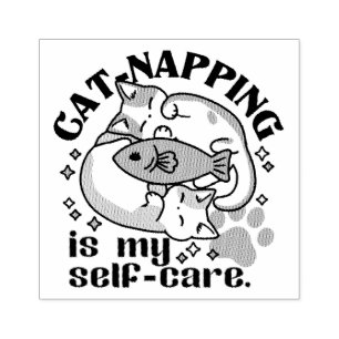 Cat-Napping Is My Self-Care: Cute Sleepy Cats Rubber Stamp
