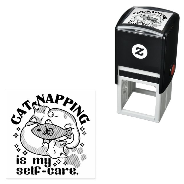 Cat-Napping Is My Self-Care: Cute Sleepy Cats Self-inking Stamp (In Situ)