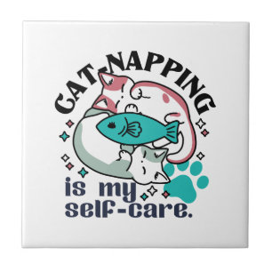 Cat-Napping Is My Self-Care: Cute Sleepy Cats Tile