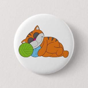 Cat Napping on Yarn 6 Cm Round Badge