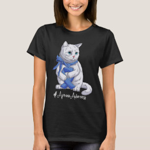 Cat National Apraxia Awareness Month Blue Ribbon T-Shirt