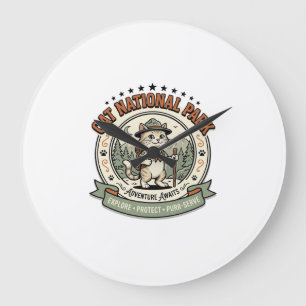 Cat National Park Cat National Park Poster Cat Vin Large Clock