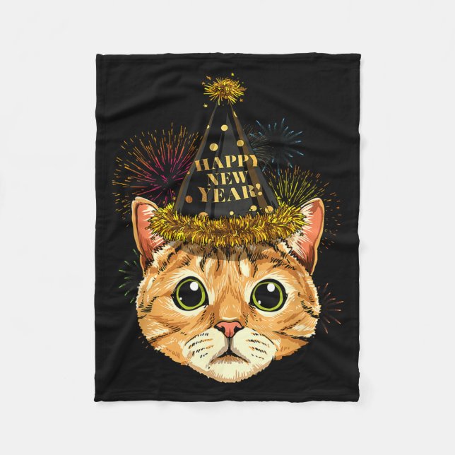 Cat New Year Shirt 2024 Happy New Years Eve Nye Fi Fleece Blanket (Front)