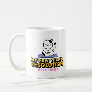 Cat-New Year's Resolution-More Peace Coffee Mug