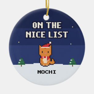 Cat Nice List Personalized Pixel Art Ornament