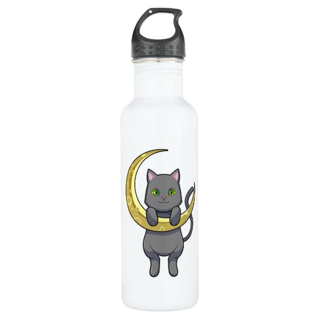Cat Night Moon 710 Ml Water Bottle (Front)
