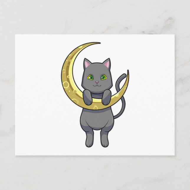 Cat Night Moon Postcard (Front)