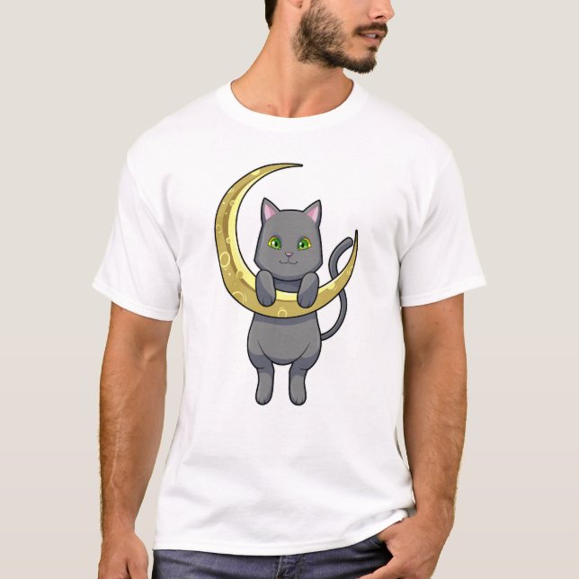 Cat Night Moon T-Shirt (Front)