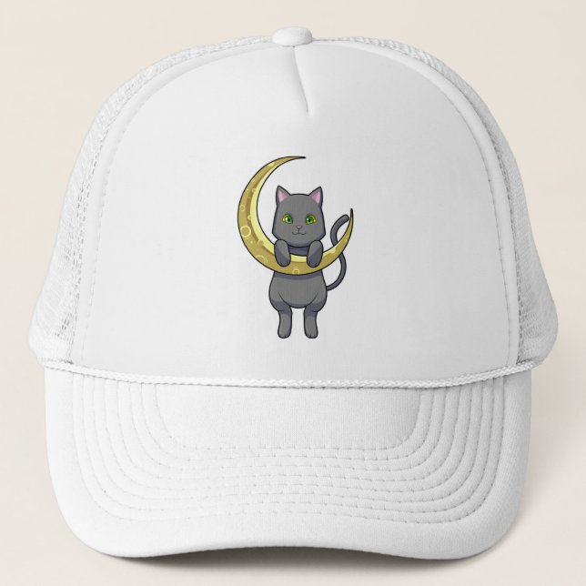 Cat Night Moon Trucker Hat (Front)
