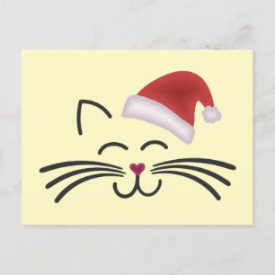 cat Nikolaus Mütze Cat Santa Hat Postcard