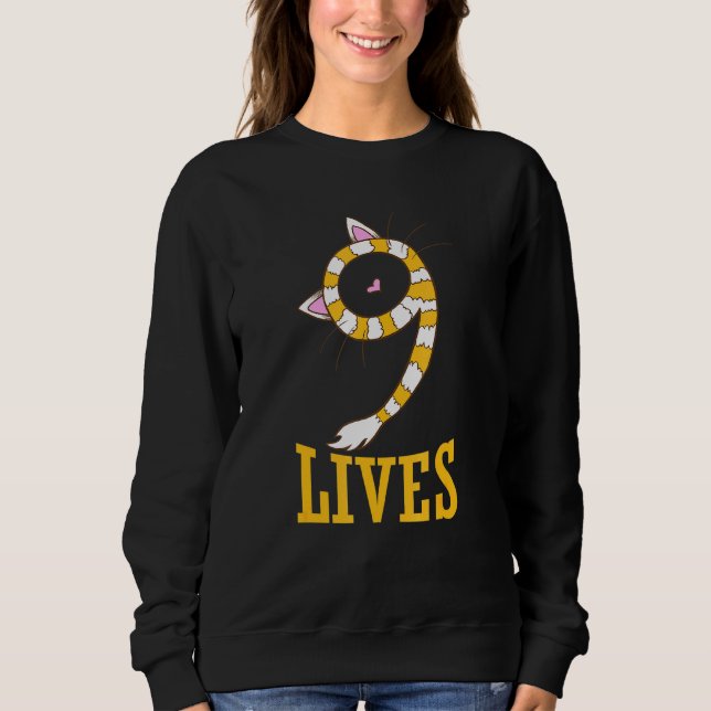 Cat Nine Lives Scarf Cat Ears Sweatshirt (Front)