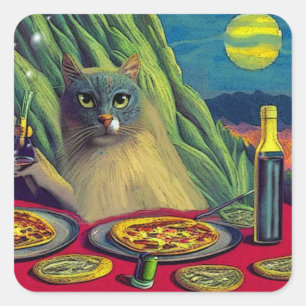 Cat Nip Pizza Square Sticker