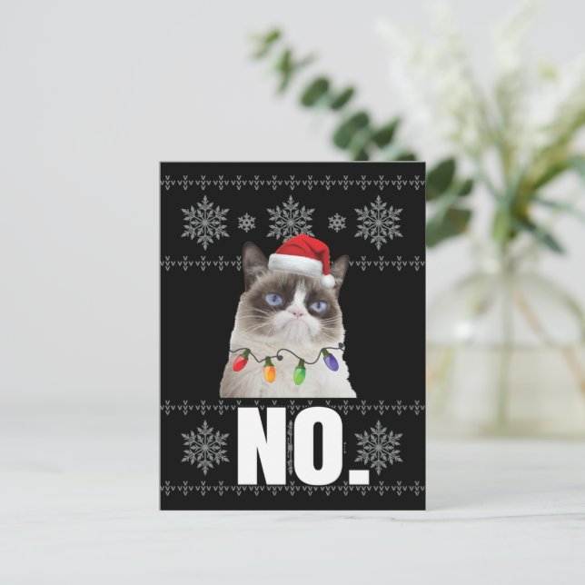 Cat No Grumpy Xmas Cats No Ugly Christmas Gifts Postcard (Standing Front)