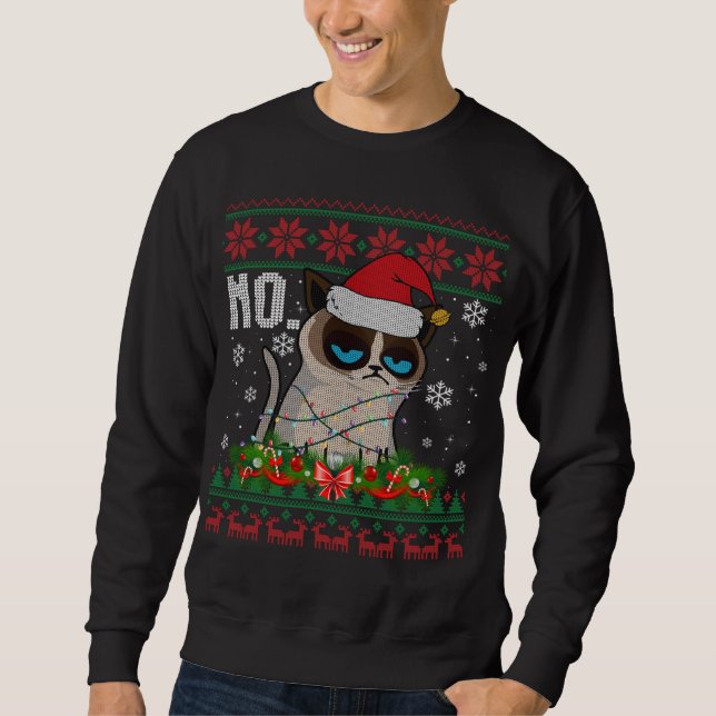 Cat No Grumpy Xmas Cats No Ugly Christmas Sweater (Front)