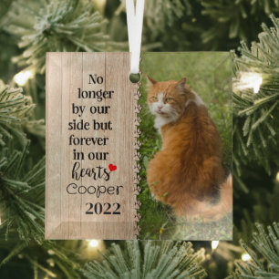 Cat No Longer By Our Side But Forever In Our Heart Glass Tree Decoration