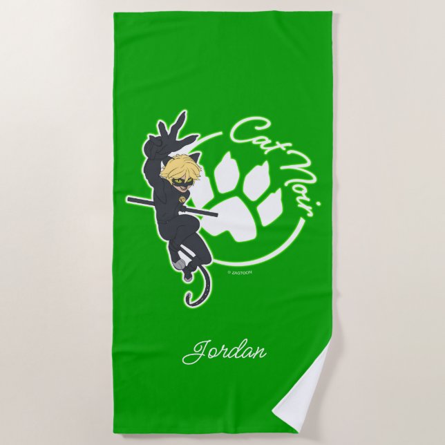 Cat Noir Badge Beach Towel (Front)