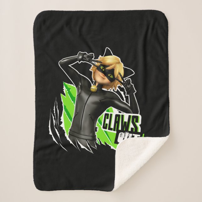 Cat Noir | Claws Out Graphic Sherpa Blanket (Front)