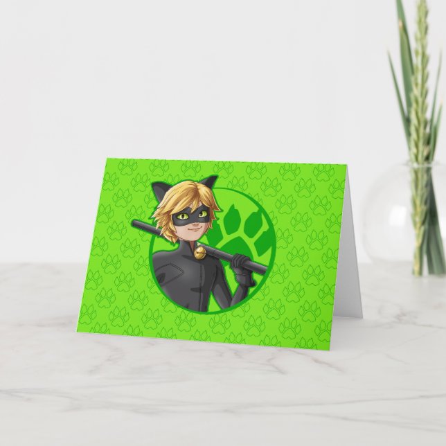 Cat Noir Green Badge Card (Front)