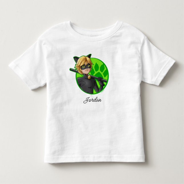 Cat Noir Green Badge Toddler T-Shirt (Front)