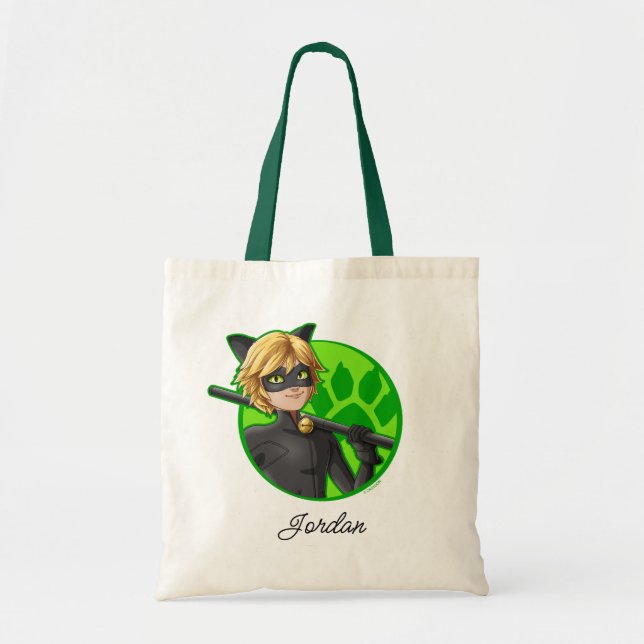 Cat Noir Green Badge Tote Bag (Front)