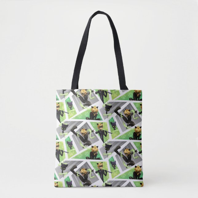 Cat Noir & Plagg Pattern Tote Bag (Front)