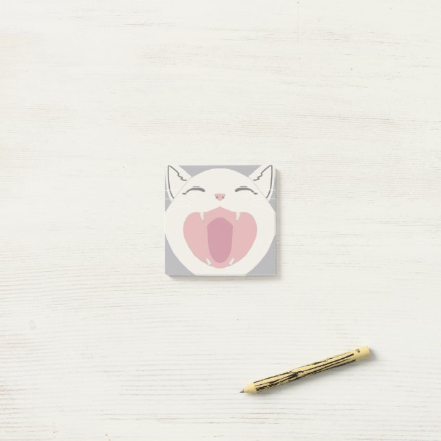 Cat Nom White Post-it Notes (On Desk)