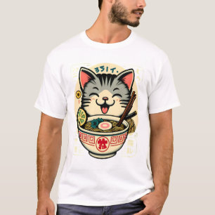 Cat Noodle Japanese Anime ga Kawaii Cat T-Shirt