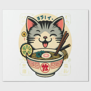 Cat Noodle Japanese Anime ga Kawaii Cat Wrapping Paper