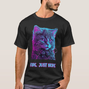 Cat nope just nope retrowave ragdoll listening mus T-Shirt