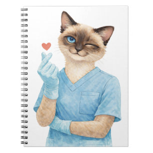 Cat Nurse with Mini Heart sending Love Notebook