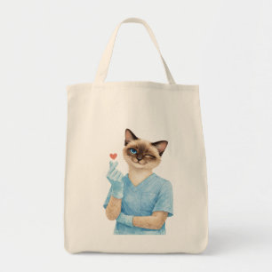 Cat Nurse with Mini Heart sending Love Tote Bag