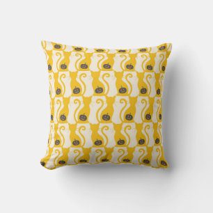 Cat o Lantern Halloween vintage Seamless Pattern Cushion