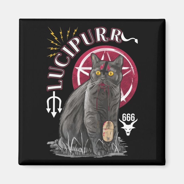 Cat Occult Kitten Gothic Animal Satan Magnet (Front)