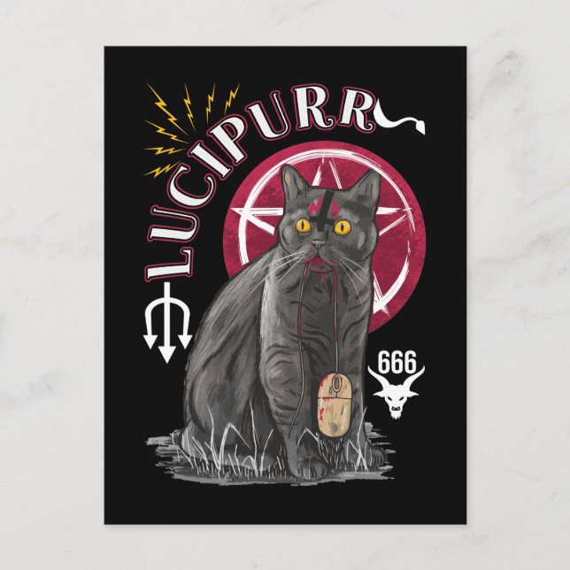 Cat Occult Kitten Gothic Animal Satan Postcard (Front)