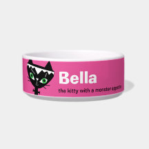 Cat of Frankstein Personalised Cat Bowl - Pink