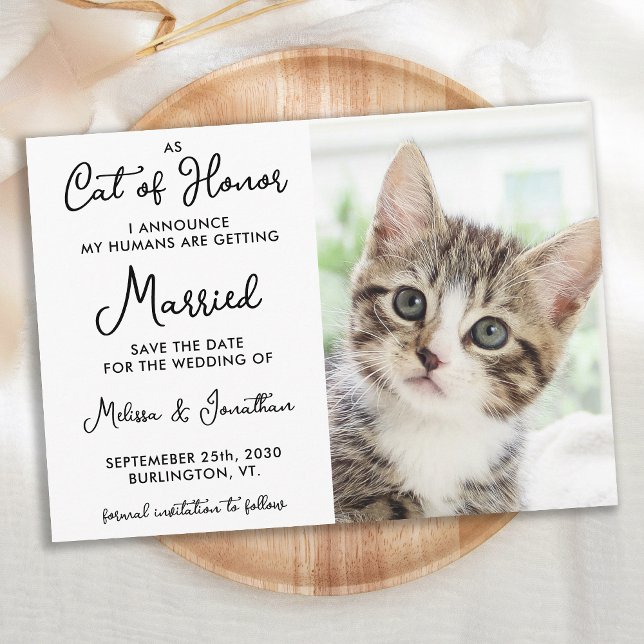 Cat Of Honour Custom Pet Photo Casual Wedding Save The Date (Creator Uploaded)