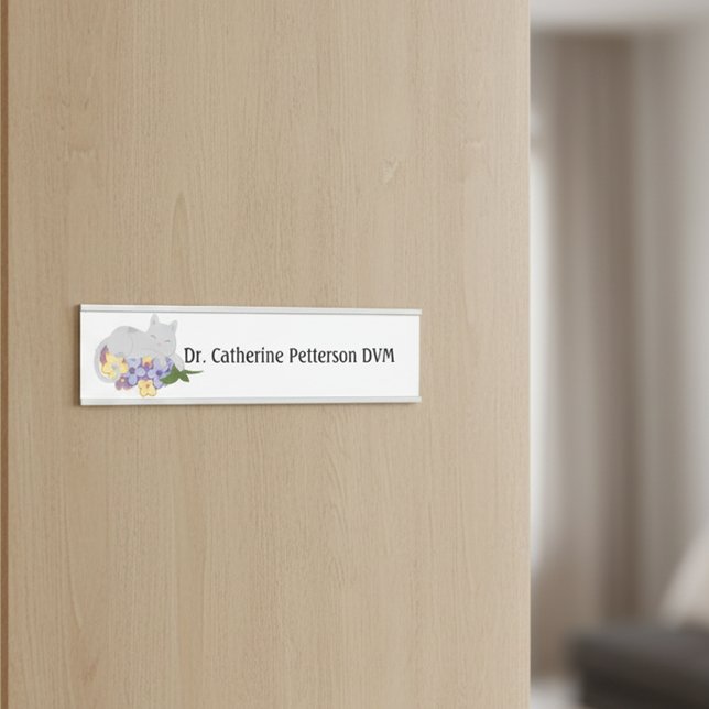 Cat On A Bed Of Flowers For Veterinarians Door Sign (Creator Uploaded)
