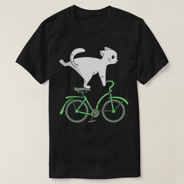 Cat on a Bike  Kitten Cycling  Bicycle Lover  T-Shirt (Design Front)