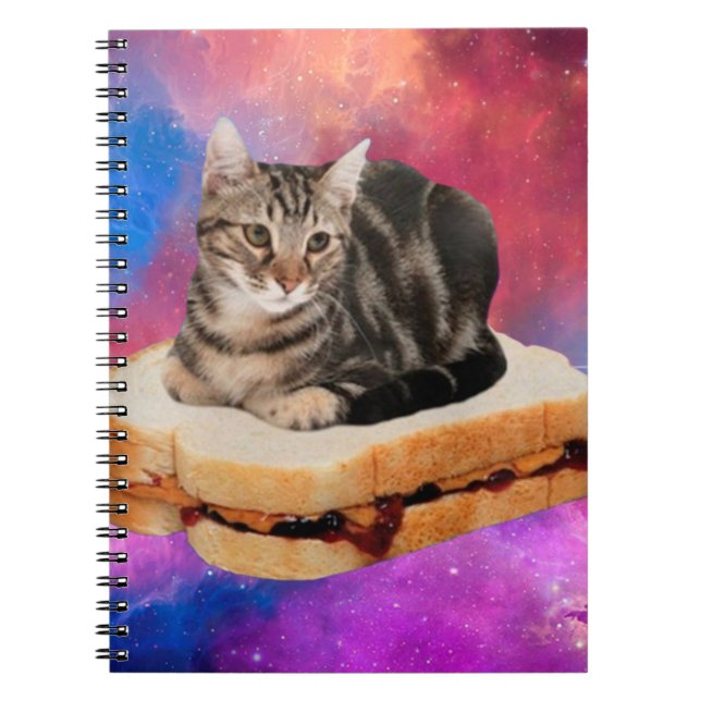 Cat on a bread flying in space notebook (Front)
