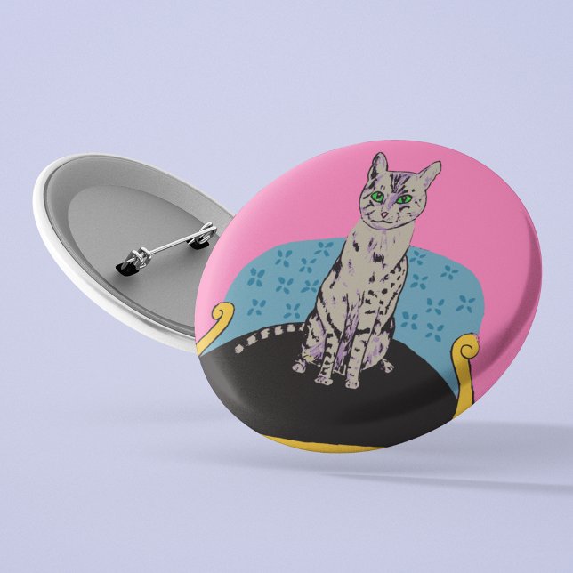 Cat on a chair pin badge cat lovers gift (Creator Uploaded)