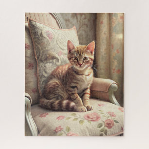 Cat on a chair (Shabby Chic) Jigsaw Puzzle