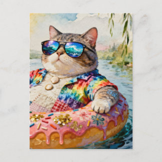 Cat on a Float Trip Postcard