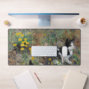 Cat on a Flowery Meadow, Bruno Liljefors Desk Mat