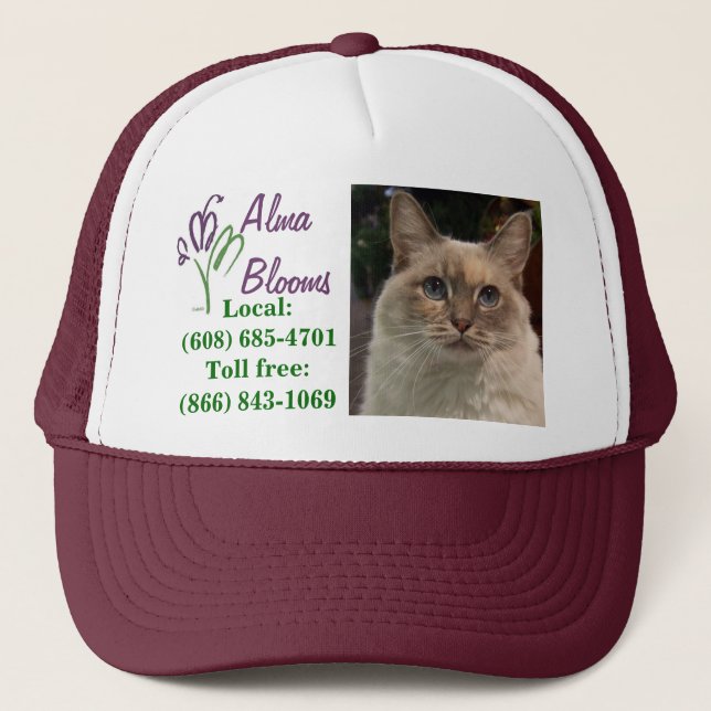 Cat on a hat... trucker hat (Front)